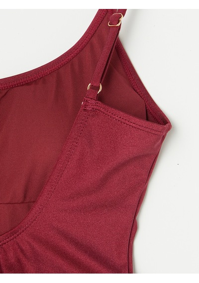Lcw Dream Bordo U Yaka Zincir Detaylı Kadın Mayo