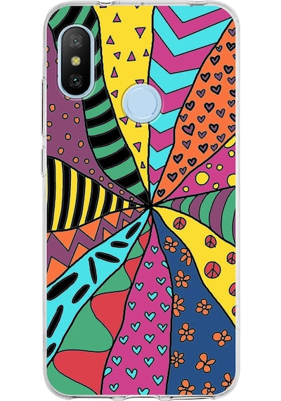 Xiaomi Mi A2 Lite İle Uyumlu Retro Color 4 Kamera Korumalı Şeffaf Kılıf Şeffaf