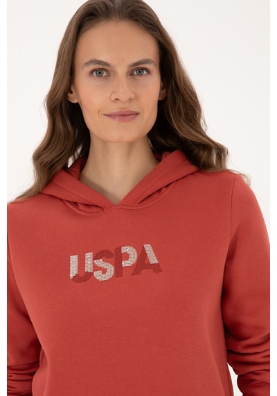 U.S. Polo Assn. Kadın Kiremit Kapüşonlu Basic Sweatshirt 50307711-VR026
