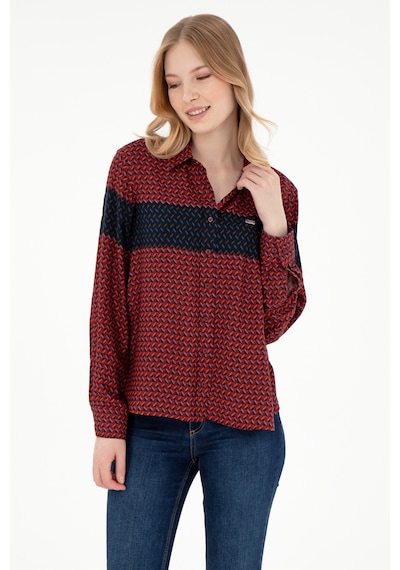 U.s. Polo Assn. Kadın Bordo Gömlek Desenli 50291099-vr014 Bordo