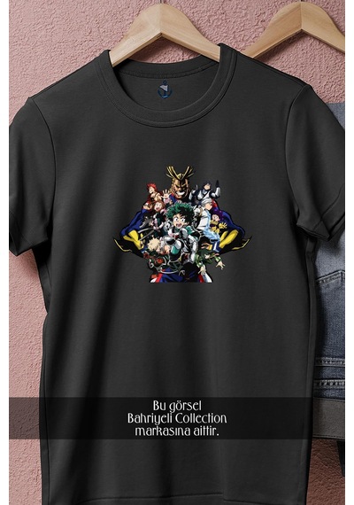Bahriyeli Collection Oversize My Hero Academia, Vol 1 Poster Tasarımlı Unisex T-shirt Siyah