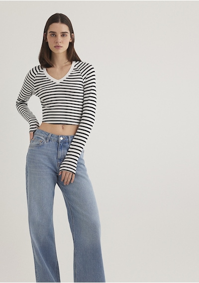 Mavi - Uzun Kollu Crop Basic Tişört 1613041-85586 Siyah
