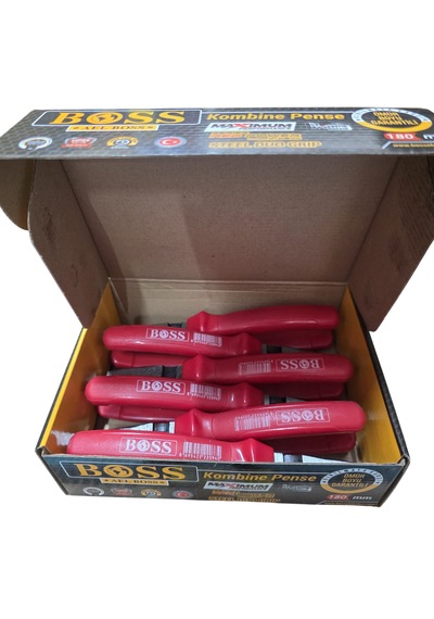 Boss 180 Mm Gümüş 85626 Oksit Pense Kırmızı İzole 6 Adet