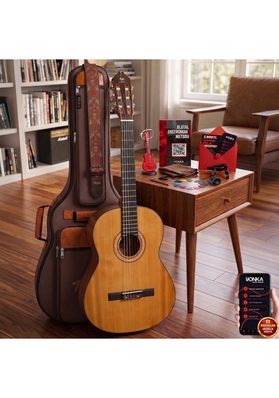 Maxword X51 Profesyonel Masif Ağaç Klasik Gitar Seti Natural 4/4 Üst Segment