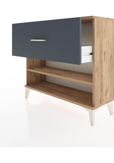 Arges Şifonyer Tek Raflı Tek Çekmeceli 88x30x80 Çam-antrasit Atlas Çam