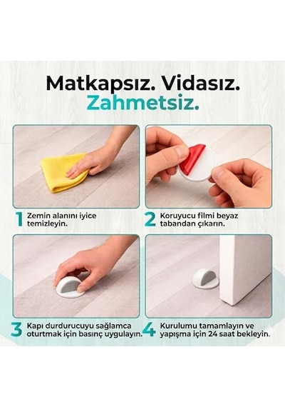 Kapı Stoperi Ve Kapı Tutucu, Çarpma Önleyici Duvar Koruyucu, Ev Ve Ofis İçin Kapı Arkası Tampon 4 Adet, Beyaz