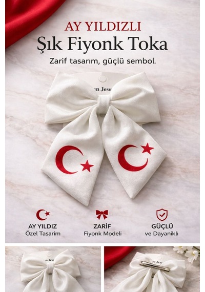 Ay Yıldızlı Fiyonk Toka Beyaz