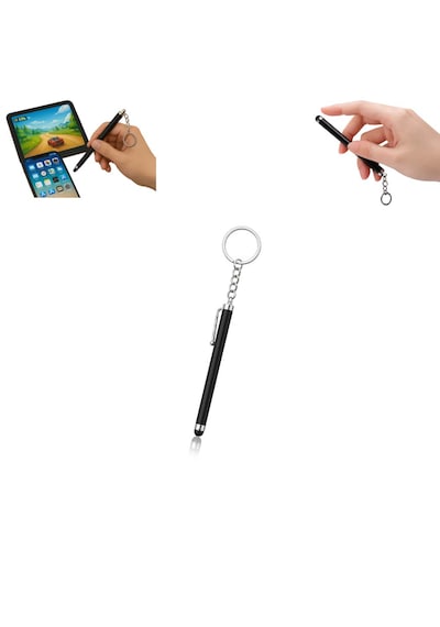 Touchpen Kalem Anahtarlık Dokunmatik Uç Küçük Kalem Telefon Tablet Vb. Dokunmatik Ekran Kalemi Siyah