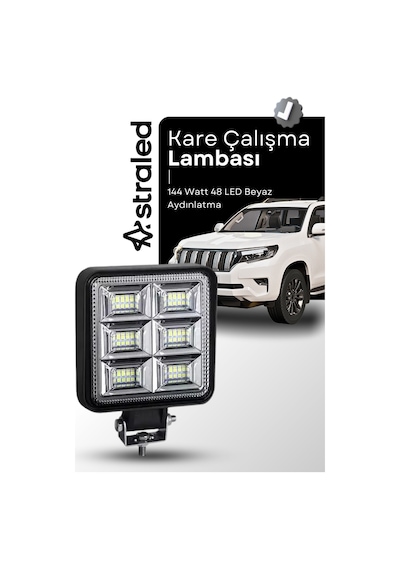 4 Inç 48 Led 144 Watt Iş Makinesi Kamyon Traktör Projektör Çalışma Sis Lambası Off Road Geniş Açı