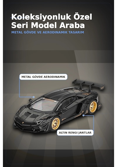 Metal Gövdeli 1/64 Ölçek Lamborghini Aventador Model Araba - Koleksiyonluk Tekli Paket Bx-313363