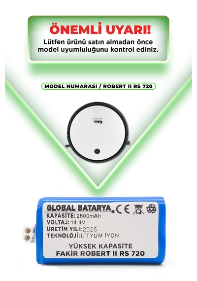 Fakir Robert Iı Rs 720 Batarya 2600mah Yüksek Kapasite