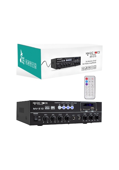 Magıcvoıce Mv-510 50 Watt Usb/sd/bluetooth 2 Mik.,eco Lu+2sd 2061 2 Li,uk Lı Girişli Hat Trafolu Anfi 4987