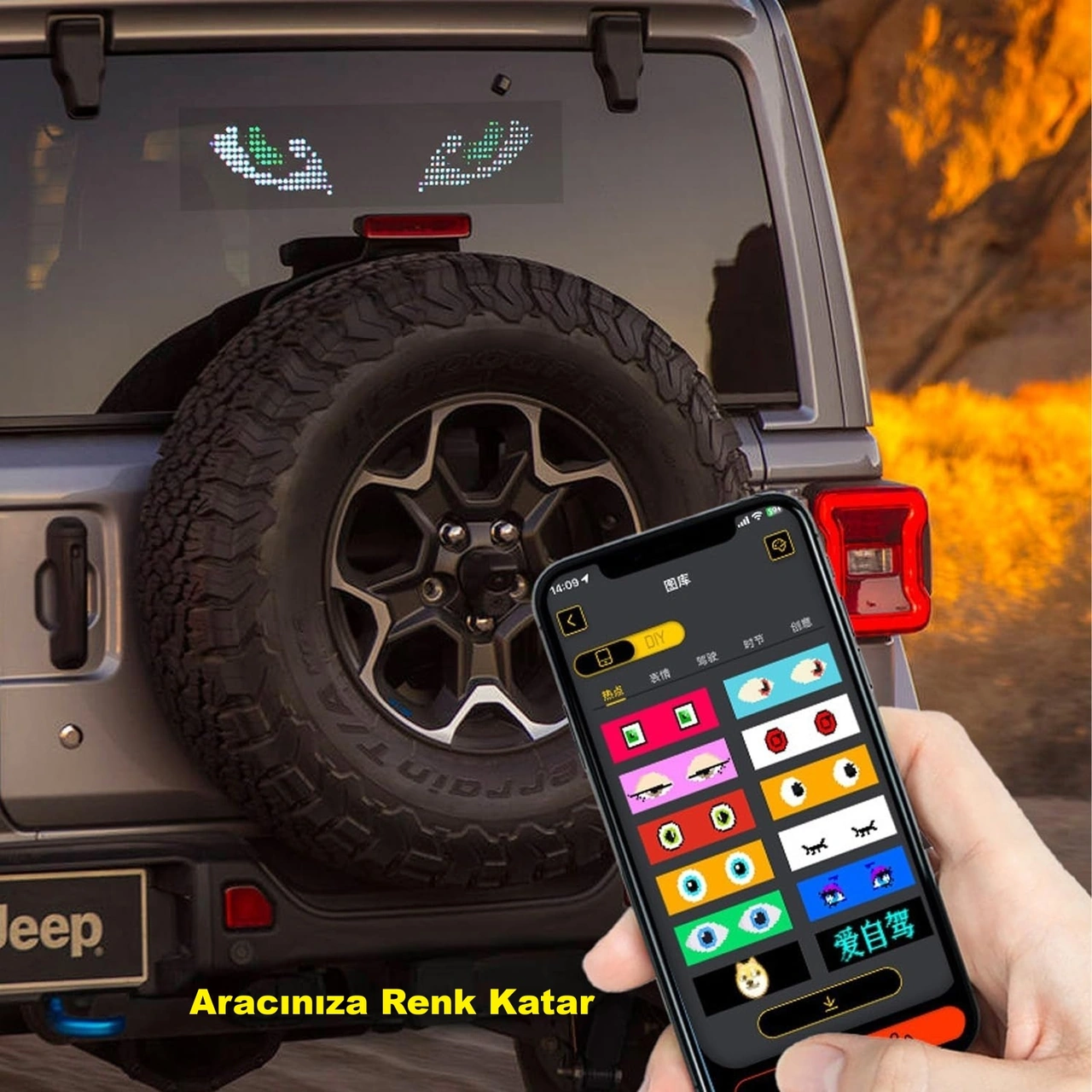 Hymark 35x10cm Programlanabilir Led Matrix Kayan Yazı 20x64 Pixel Emoji Tabela Araba Bluetooth App Kontrol