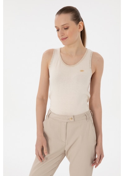 U.S. Polo Assn. Kadın Krem Bisiklet Yaka Triko Tişört 50306480-VR071