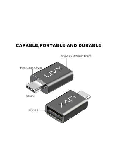 Livx Usb 3.1 To Type-c 10gbps Veri Aktarımı 3a Hızlı Şarj Ve Data Aktarımı Çevirici Dönüştürücü Otg Adaptör Gray Otgks Sku: Smg8690010631107