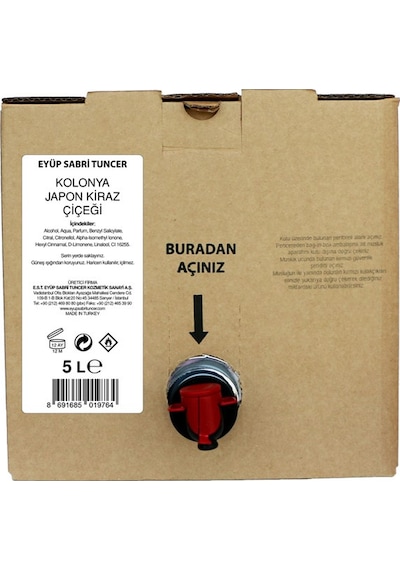 Eyüp Sabri Tuncer 68 Derece Japon Kiraz Çiçeği Kolonyası Bag In Box 5 L
