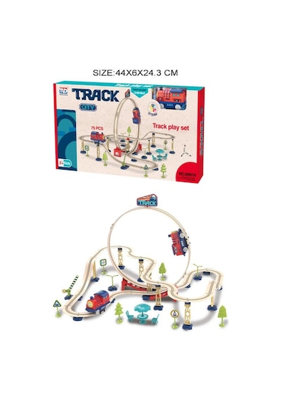 Track City Tren Seti 75 Parça Looping Raylı Oyuncak Tren, Köprü Ve Aksesuarları İle Eğitici Set, 3+ Yaş