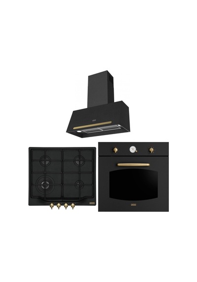 Franke FCO 86 H ON - FCH 604 4G TC ON C - FCO 70 ONYX Rustik Ankastre Set Nero