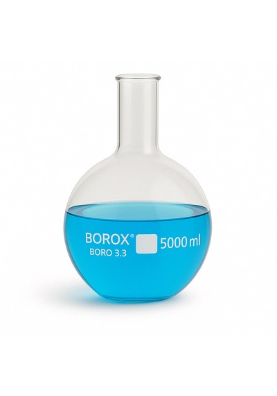 Borox Cam Balon 5000 Ml - Dibi Düz - Şilifsiz Deney Balonu