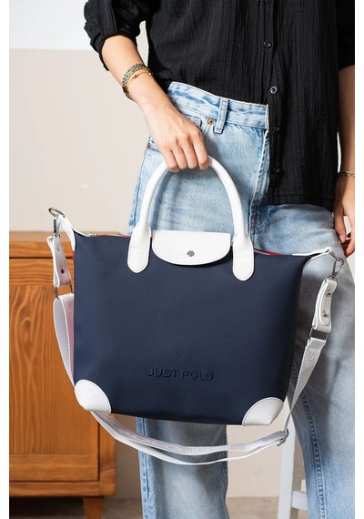 Just Polo Kadın Orijinal Just Polo Büyük Boy Lakost Kumaş Lüks El Ve Omuz Çantası Shopper 27 X 32 Cm Çok Renkli