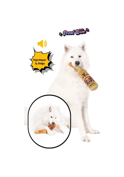 Peluş Şişe Köpek Oyuncağı Kemirme Oyuncağı Çekiştirmeli 2'li Set Hışırdayan Oyuncak
