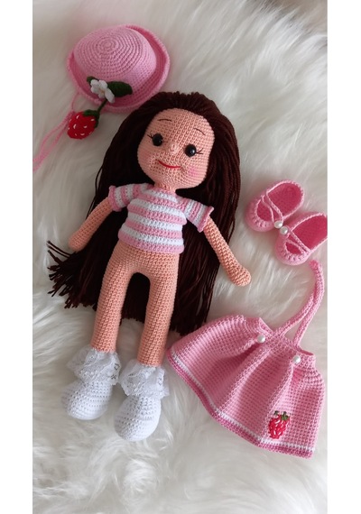 Çilek Kız Esra Amigurumi Organik Oyuncak