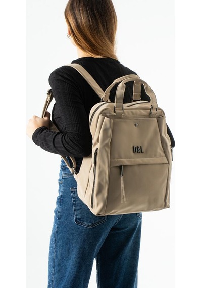 Baginn Nubuk-süet Dokulu Kadın Sırt Çantası Vegan Deri 35 29 Cm İster Elde İster Sırtta Fonksiyonel 19a Krem