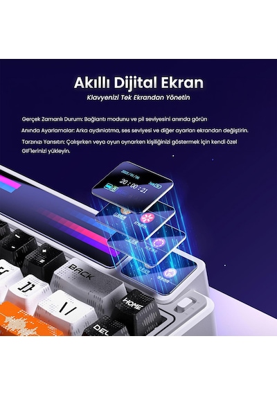 Leobog Amg65 Mekanik Klavye Led Matrix Ekranlı Silent Cotton Candy Switch Rgb Hot-swap Oyuncu Klavyesi Pembe