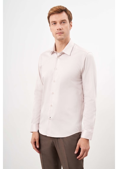 Morven Erkek Bej Pamuk Düz Desen Sert Yaka Slim Fit Gömlek 24mc004123653 Bej Bej