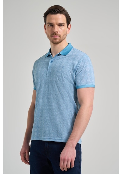 Koyu Turkuaz Kısa Kol Baskılı Pike Polo Yaka Cepsiz Esnek Casual Slim Fit Tişört 1011250150 Koyu Turkuaz