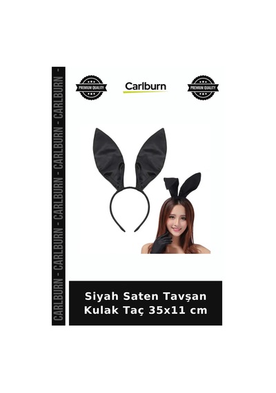 Özel Seri Siyah Saten Tavşan Kulak Taç 35x11 Cm Tarz Aksesuar Stil Aksesuarı Süs Tacı +3
