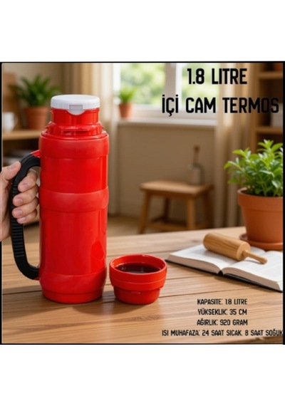 Uyguna-yakala Kırmızı 1.8 Lt İçi Cam Termos-erm.248 Çok Renkli