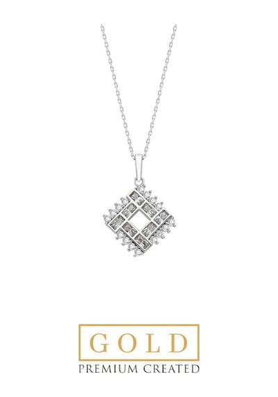 So Chic Beyaz Altın Sertifikalı Premium Created Taşlı Kar Tanesi Kolye