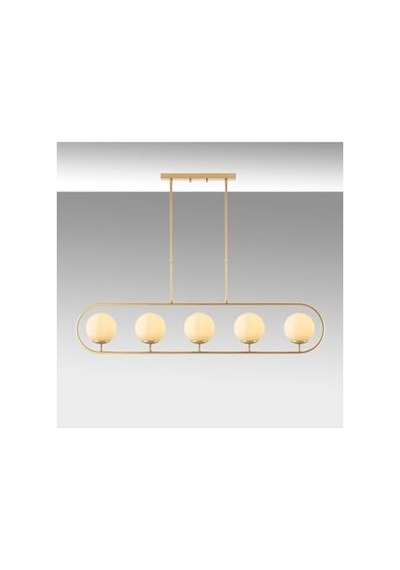 Modern Camlı 5'li Avize Parlak Gold Yatak Odası Ve Salon İçin E14 Uyumlu, Altın-10620 Diğer