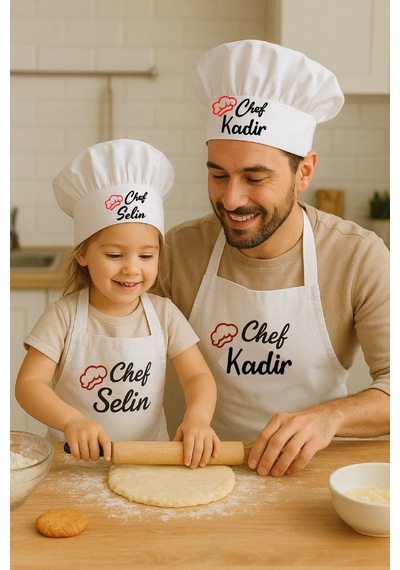 Chef Önlük Ve Şapka Baskı Ve Yaş Soru Kısmından Beyaz