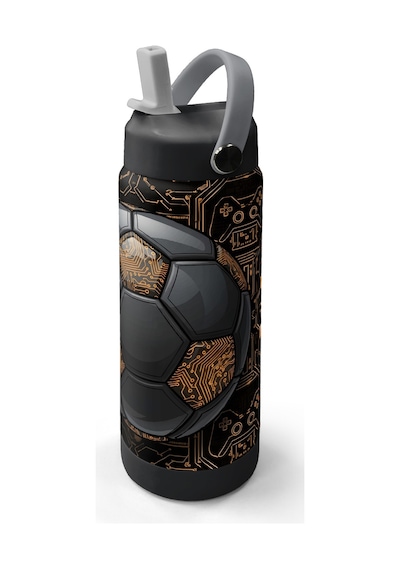 Coral High Futbol Desenli Katlanır Ağızlıklı Çelik Termos 650 Ml 38317 Siyah