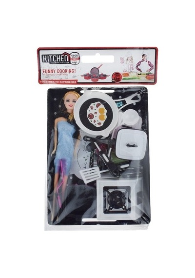 Oyuncak Barbie Et Bebek Ve Mutfak Yemek Seti Tepsili Eğitici Oyun