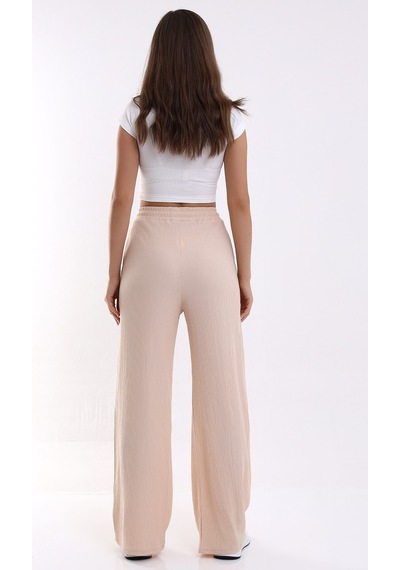 Winmoda34 Kadın Palazzo Bürümcük Pantolon Bej