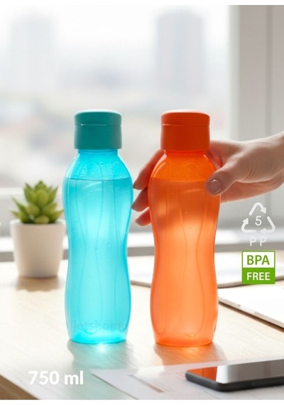 2'li Suluk Seti Bpa Free Ofis-spor-okul Matarası Pp-5 Mavi Turuncu 750 Ml Turuncu Plastik Diğer