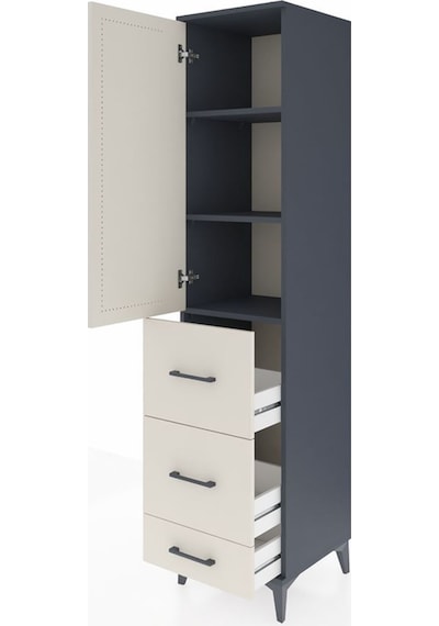 Hyperion Dolap 3 Raflı 3 Çekmeceli Tek Kapaklı 44x44x195 Antr... Antrasit