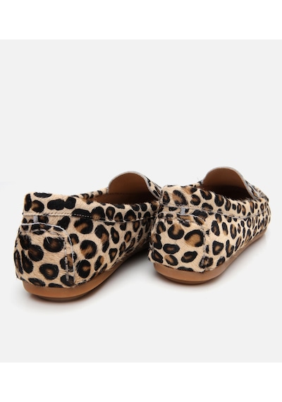 Hotiç Kadın Deri Siyah Leopar Desenli Günlük Loafer