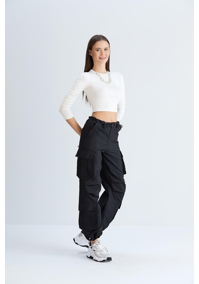 Sortie Collection Kargo Cepli Paraşüt Pantolon Siyah-siyah Siyah