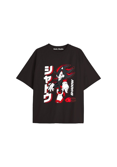 Kalic Studio Unisex Bay Sonic Desenli Siyah Yazlık T-shirt Siyah-218