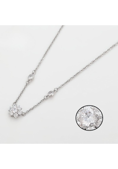Zirkon Taşlı Kar Tanesi Motifli Platin Kaplama Kadın Kolye Silver