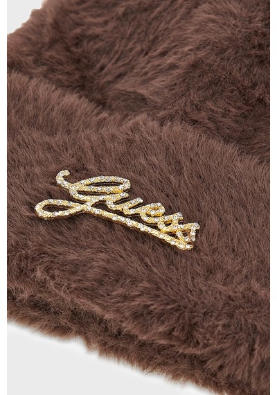 Guess Knitted Logolu Örme Bere Aw5633pol01 Kadın Bere Aw5633 Pol01 Btc Koyu Kahve