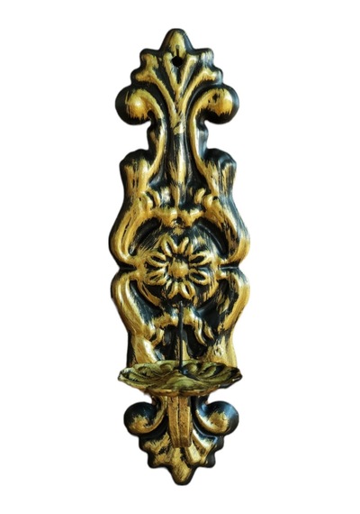 Aju Mumluk Duvar Şamdanı Aplik Ev Bahçe Balkon Ofis Dekorasyonu Özel Tasarım Hediye 31x10cm Eskitme Gold Gold