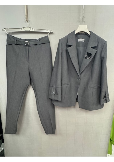 Prenses Kadın Oversize Blazer Günlük Casual Şık Zarif Modern Spor Gri
