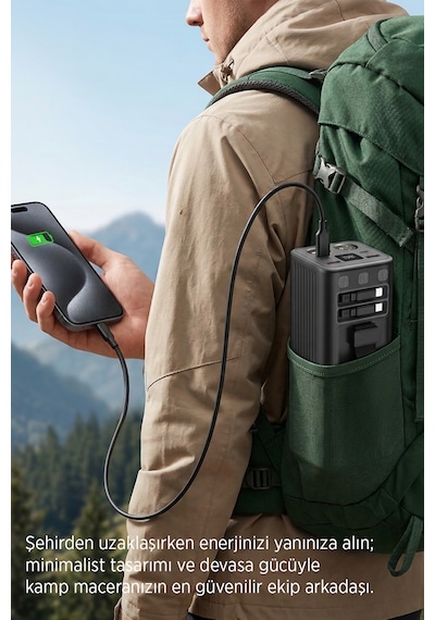 50000mah Powerbank 30w Pd 22.5w Qc Hızlı Şarj Dahili Usb-c Lightning Kablolu Led Fenerli Taşınabilir Şarj Cihazı