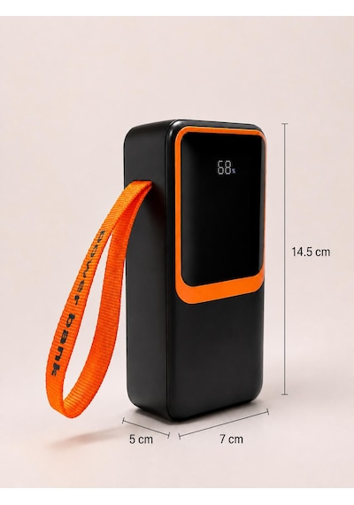 40.000mah Taşınabilir Powerbank Led Dijital Ekranl Type-c-lightning Şarj Kablosu 4 Usb Çıkış Portu Hızlı Şarj Siyah - Siyah