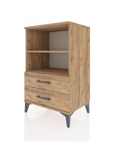 Hyperion Komodin 2 Raflı 2 Çekmeceli 60x44x96 Çam-çam Çam